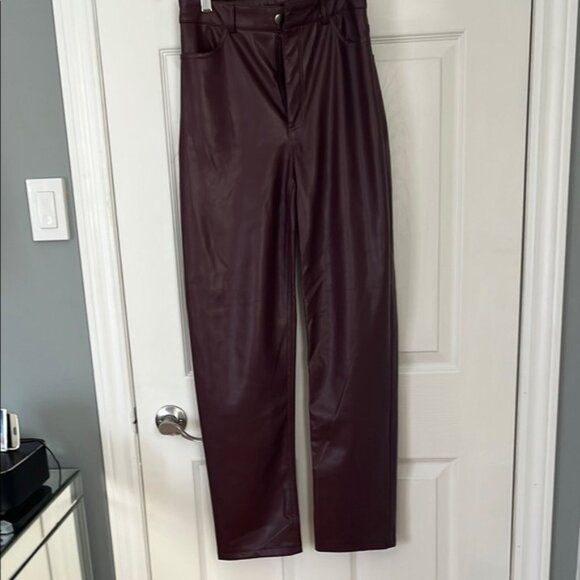 Burgundy Faux womens size 2 Leather Pants - Picture 1 of 7